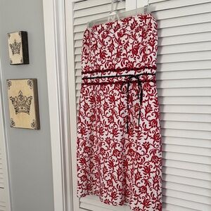 Strapless red & white dress
